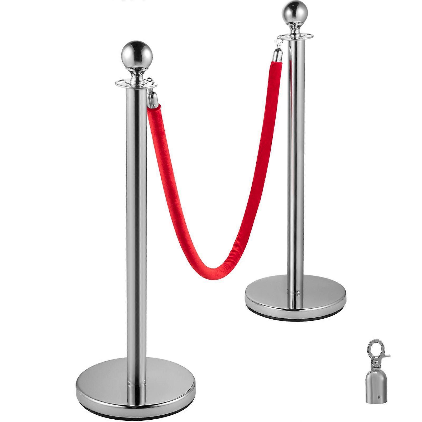 4 x silver queue barrier posts stands security stanchion rope divider steel set