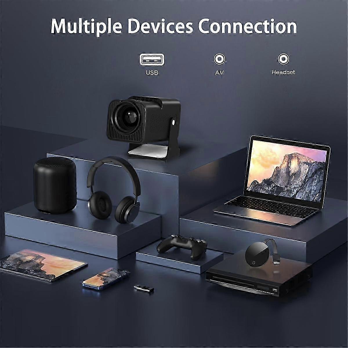 Portable 4K Ultra HD Android WiFi Projector for Home Theater with Wall Throwing - White EU Plug