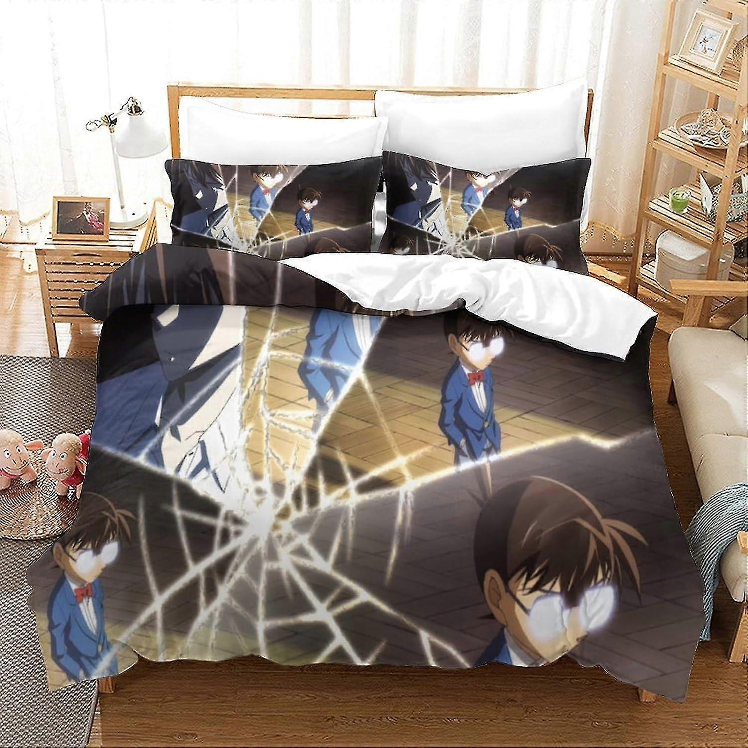 3D Printing Duvet Cover Set, Animation Bedding Set with 2 Pillowcases, Hidden Zip, Suitable for Teens and Adults