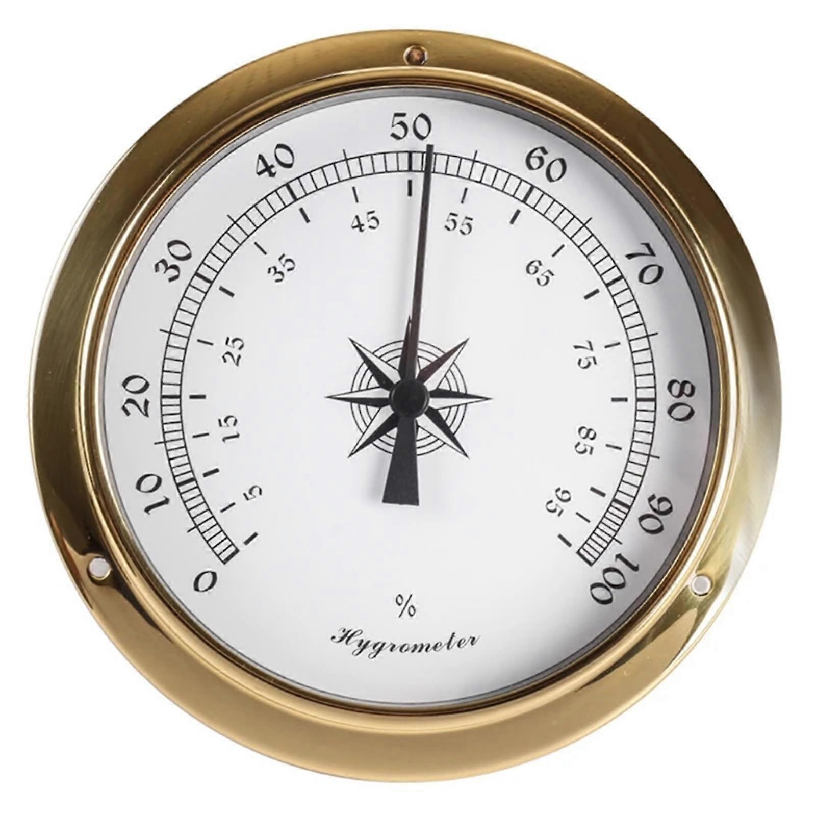 Wall Barometer 115mm Wall Mounted Barometer Thermometer Hygrometer Clock Tide Clock Weather Station Copper Indoor Outdoor Humidity Meter