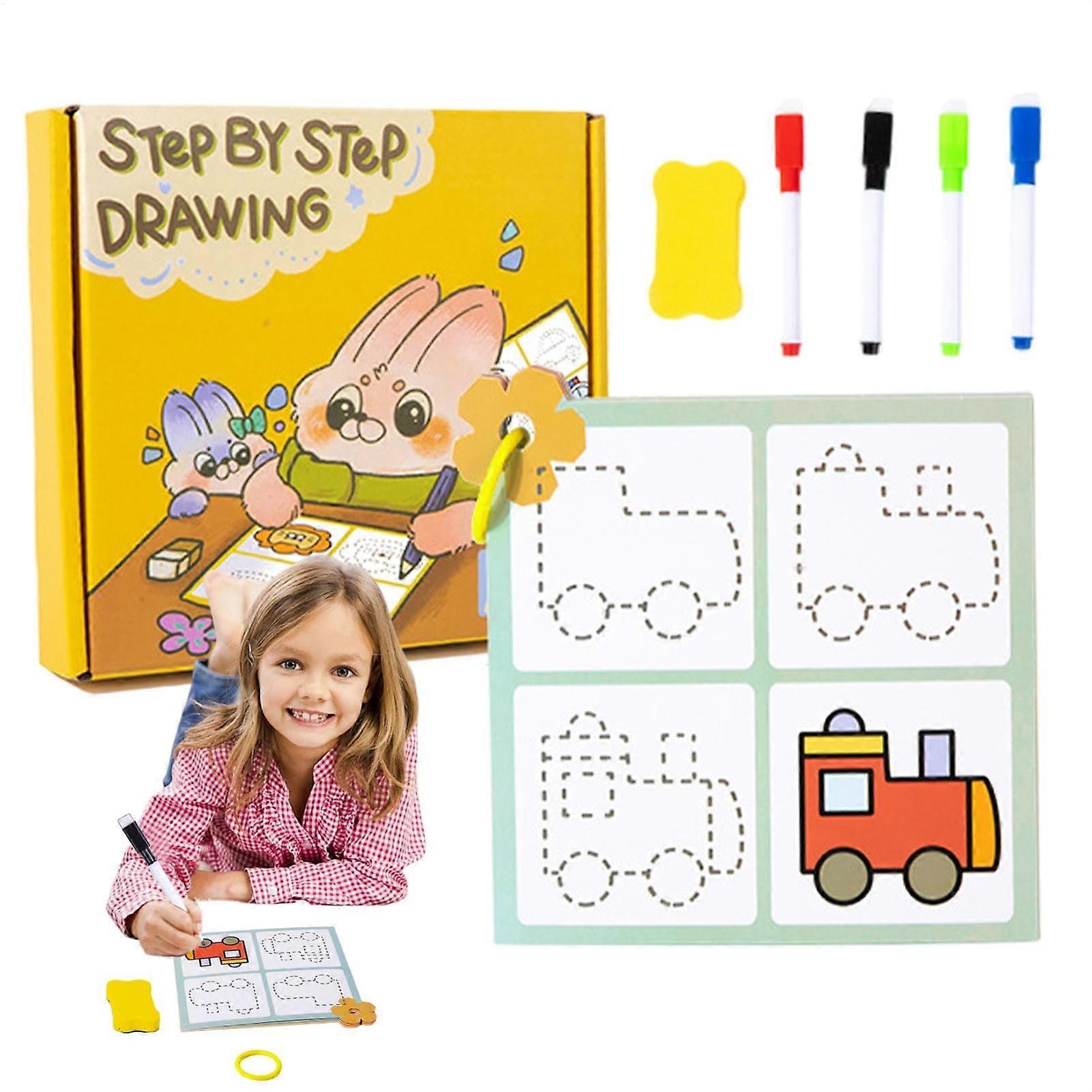 Pen Control Book for Children Aged 3 to 5, Preschool Simple Drawing Workbook, Stick Figure Learning Activities