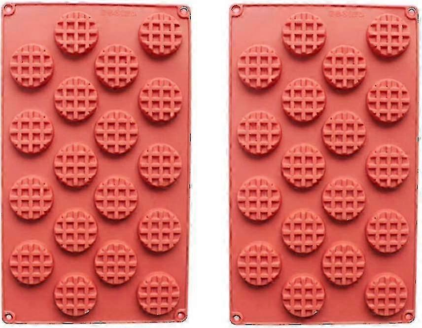 18-cavity 20-cavity Silicone Mini Rectangle and Round Waffle Moulds, Cookie, Chocolate, and Candy Moulds, 2pcs/set