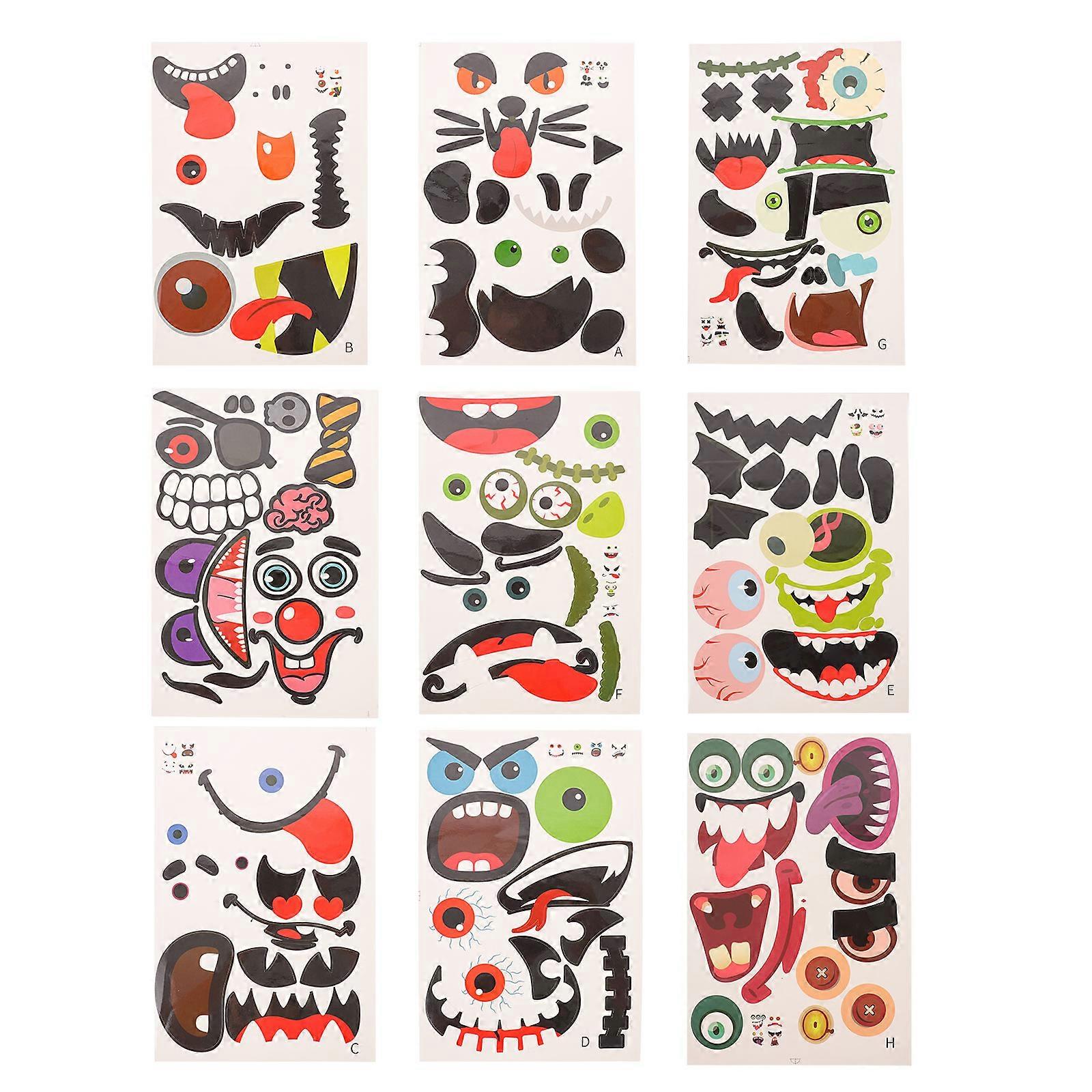Reusable Window Stickers Halloween Theme Decorative Wall Stickers No Residue Home Decoration 9Pcs