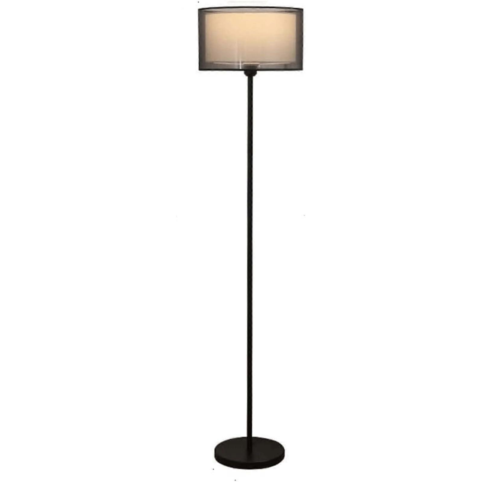 Modern Floor Lamp Nordic Design Double-Layer Fabric Shade for Bedroom and Living Room Home Lighting Decor