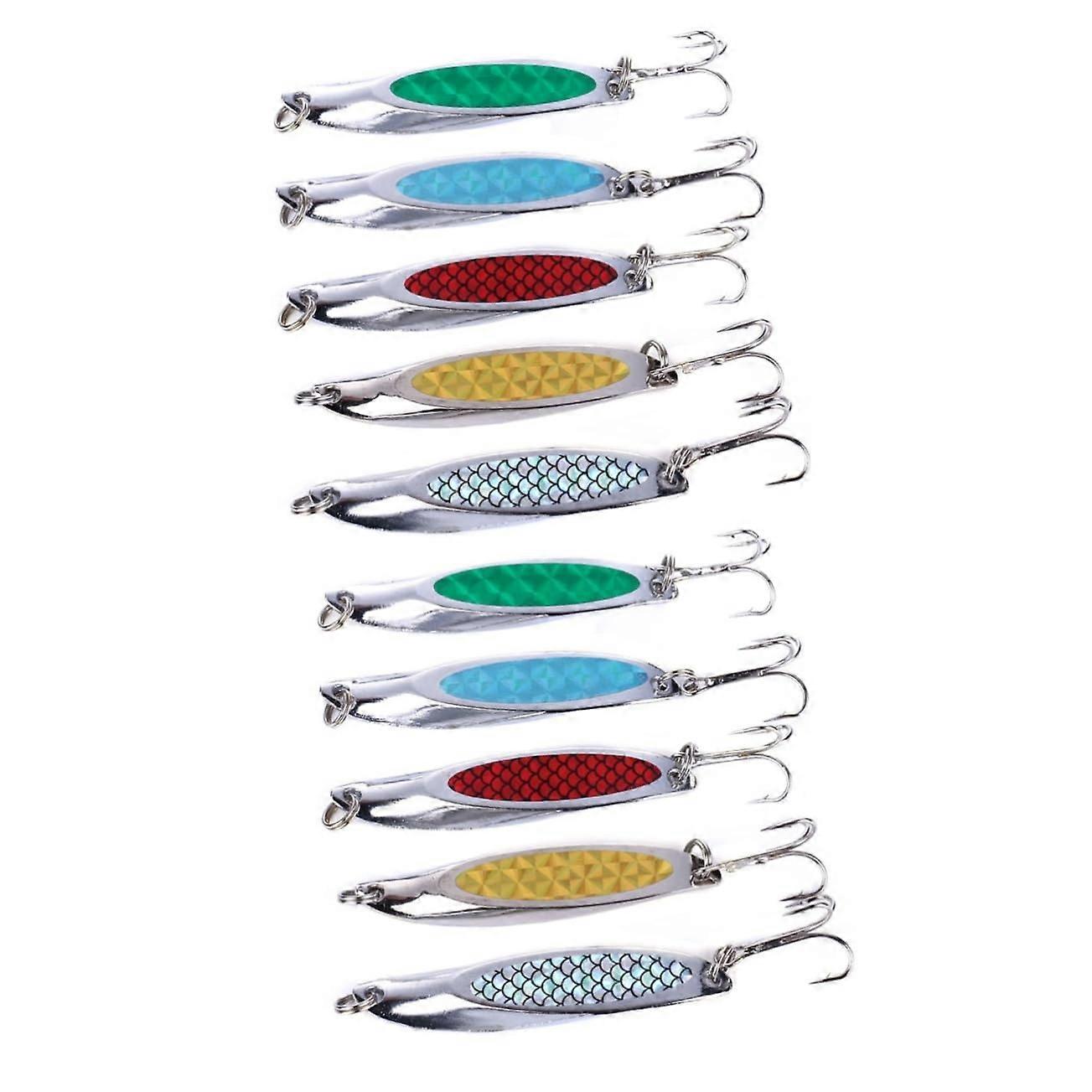 10 STK Metal Floating Fishing Lures for Bass, Hard Fish, with Retractable Sequins for Sea Fishing