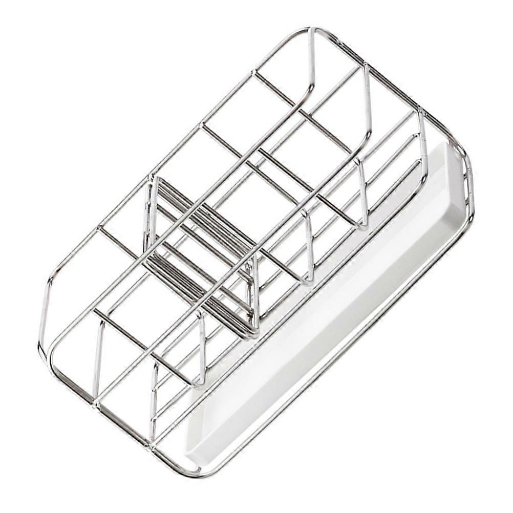 Dish Scrubber Holder Stainless Steel Kitchen Utensils Organizer Storage Function Rectangular Shape Silver 1Pcs