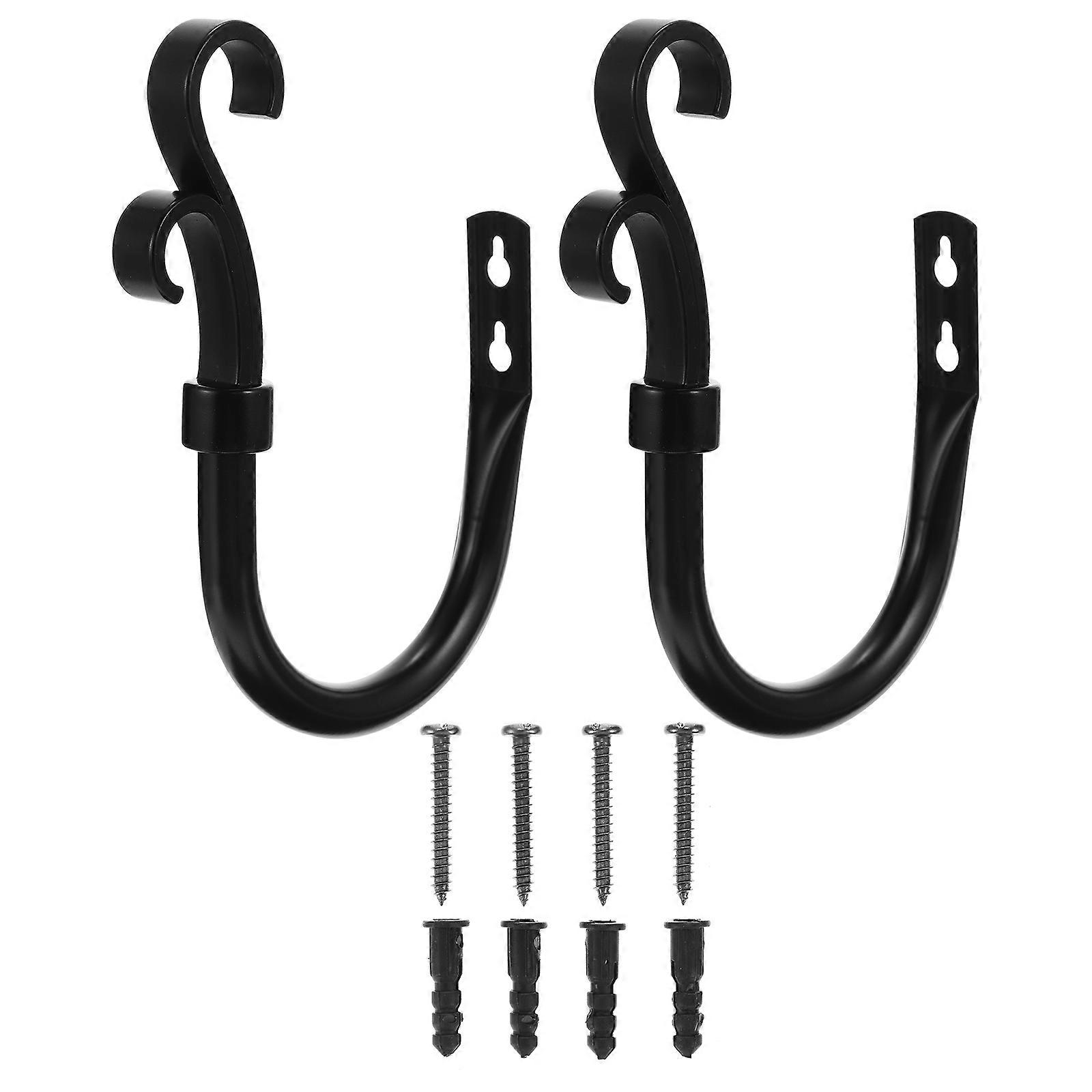 Black Iron Curtain Tiebacks Decorative Holdback Hooks for Home Use Strong and 2 Pieces