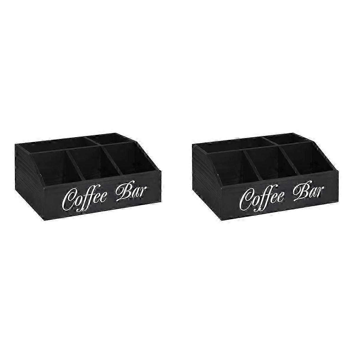 2X Kaffeestation Counter Organizer Arbeitsplatte Holz Korbhalter Holz Kaffeepads Halter Aufbewahrung