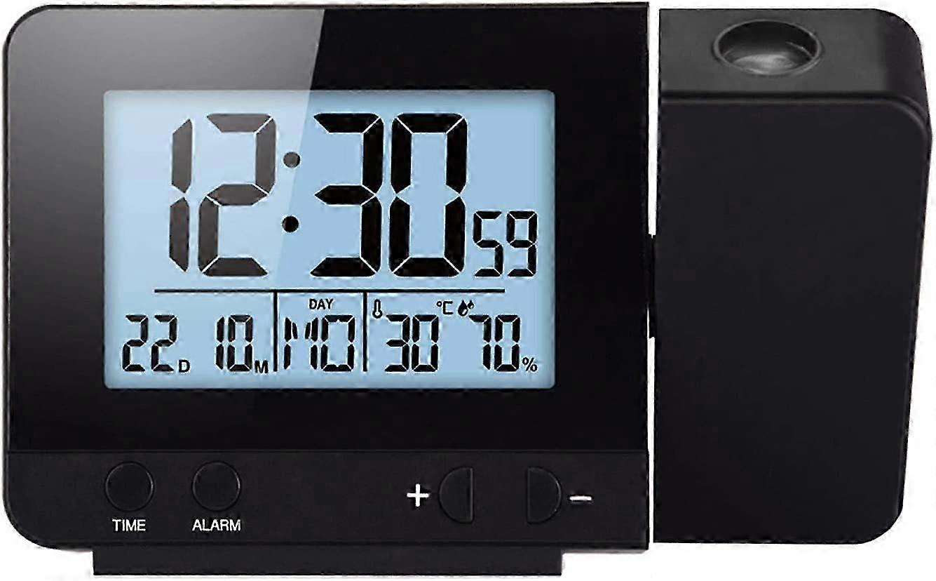 Digital Projection Clock, Bedside Dimmer Alarm Clock Time Temperature Protection Clock with Snooze