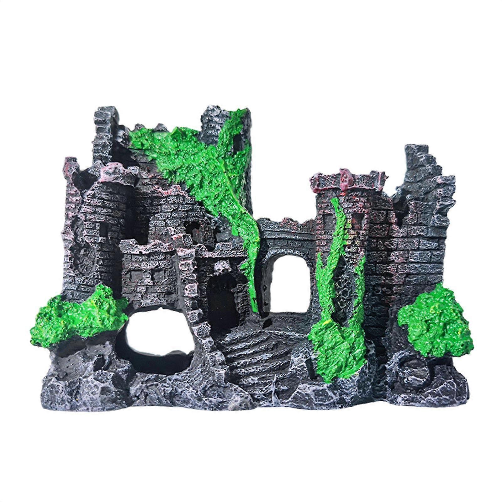 Aquarium Castle – Resin Ornament, Realistic Ancient Castle Stone Cave Hideout, Betta Shelter