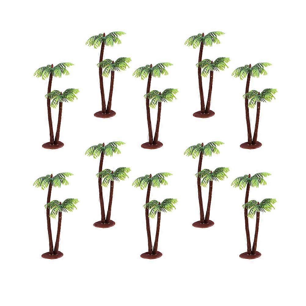 10PCS Plastic Coconut Tree Model for Landscape Scenery Decoration Multi Color Cake Topper Size 8CM