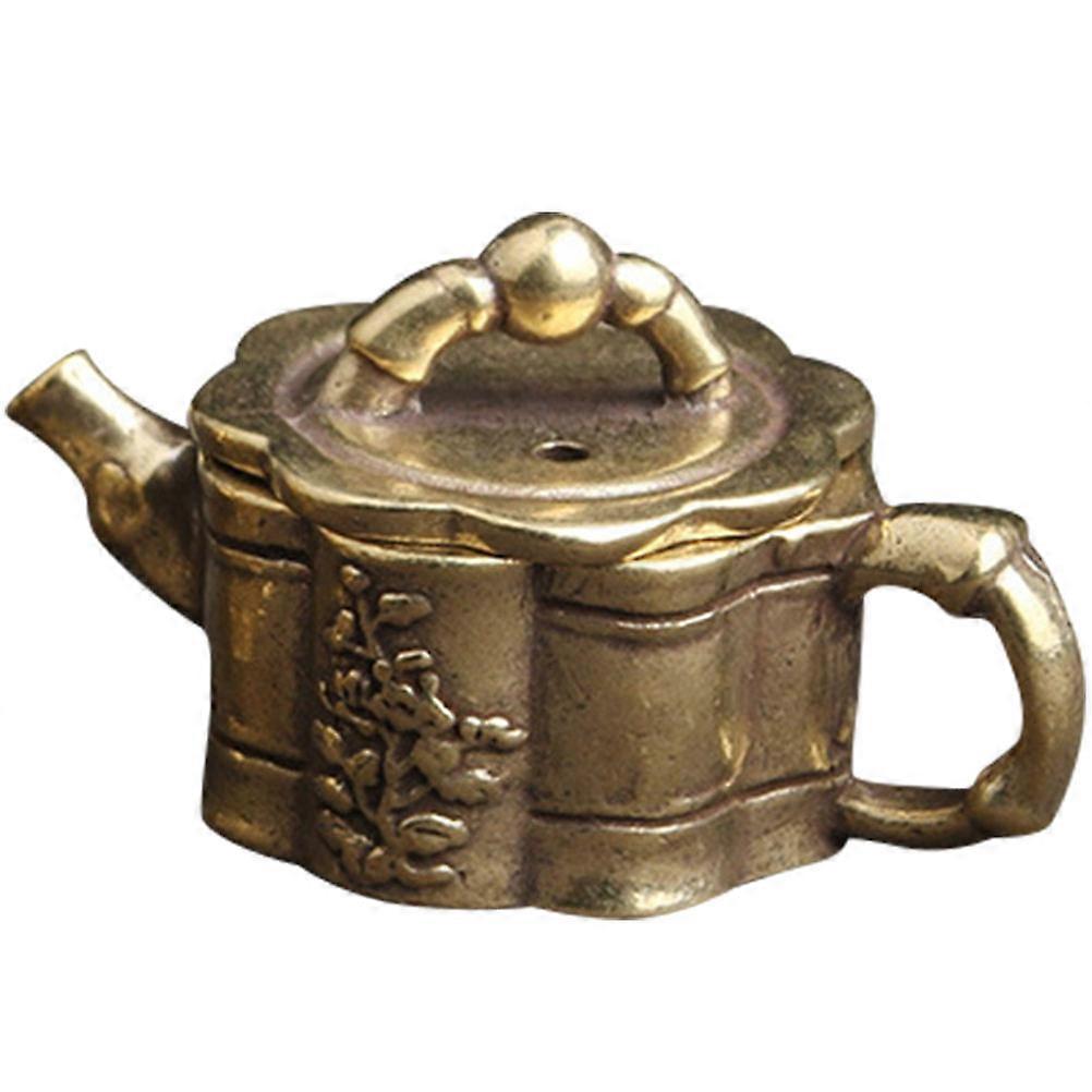 Miniature Teapot Copper Desktop Decor Restaurant and Shop Decoration Golden 5.27X3.00X2.80CM Retro Design 1Set