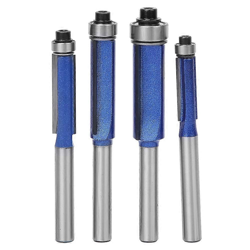 4pcs 1/4 Inch Shank Straight Flush Trim Router Bits for Woodworking Projects, Solid Carbide Cutters, Tool Set