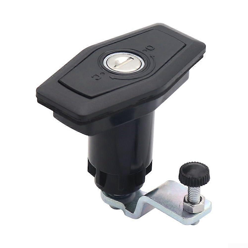 Robust door lock with two keys, designed for caravan and motorhome compartments.