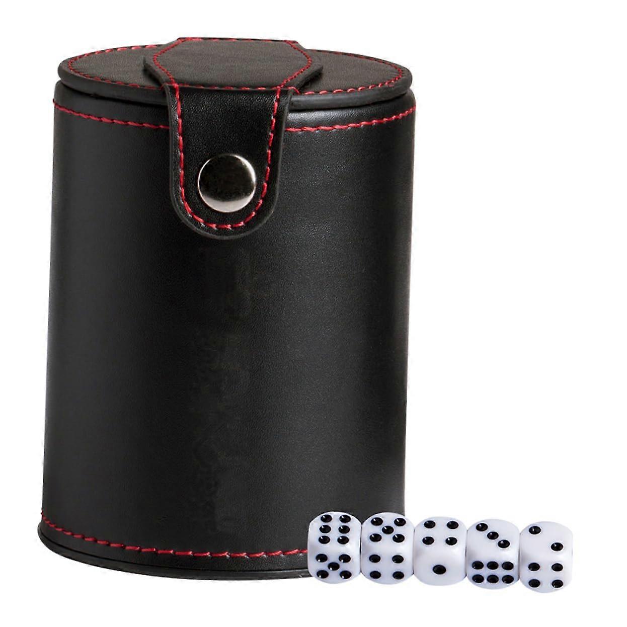 Dice Cup Set DND Farkle Game Accessories Black PU Cup with Lid Container for Dice Stacking & Classic Dice Games
