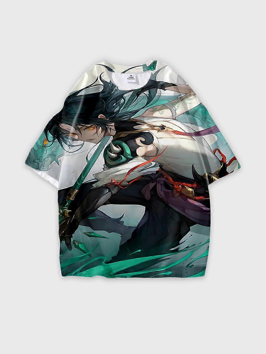 T-shirt round neck Role Pattern loose short sleeve D276