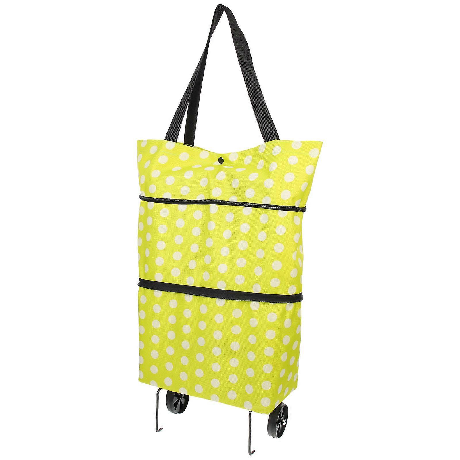 Reusable Grocery Bag With Wheels For Shopping And Travel 35X16X4CM Green Storage 1Set