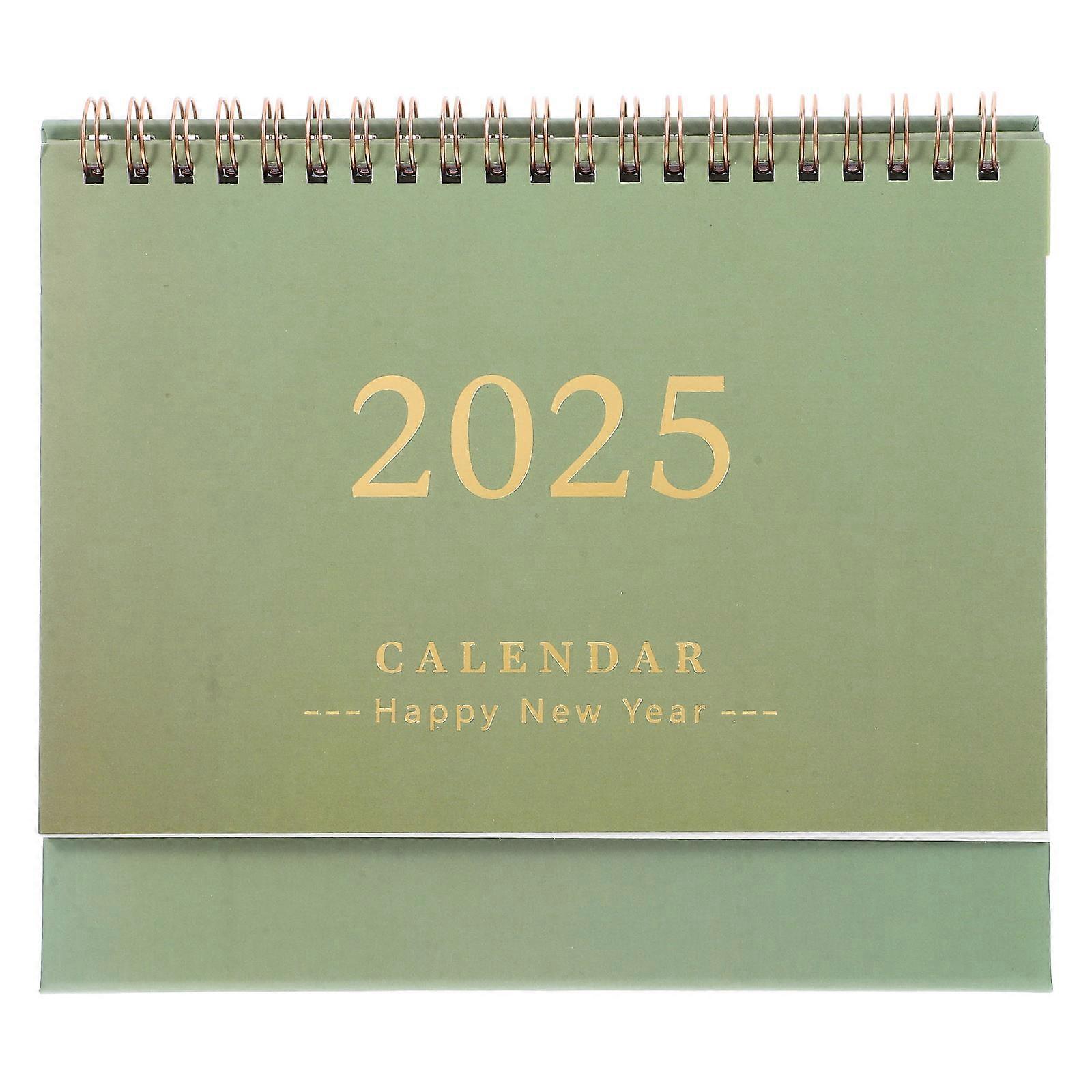 2025 Desktop Calendar Stand Up Desktop Year Calendar Table Paper Calendar Daily Scheduler Monthly Pages Easel Calendar(Green)