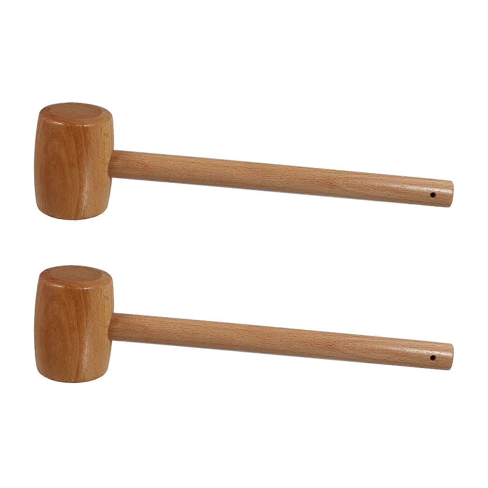Wooden Crab Hammer Set 2pcs Seafood Cracking Hammers with Smooth Beech Finish for Lobster and Crab Shells Perfect for Parties