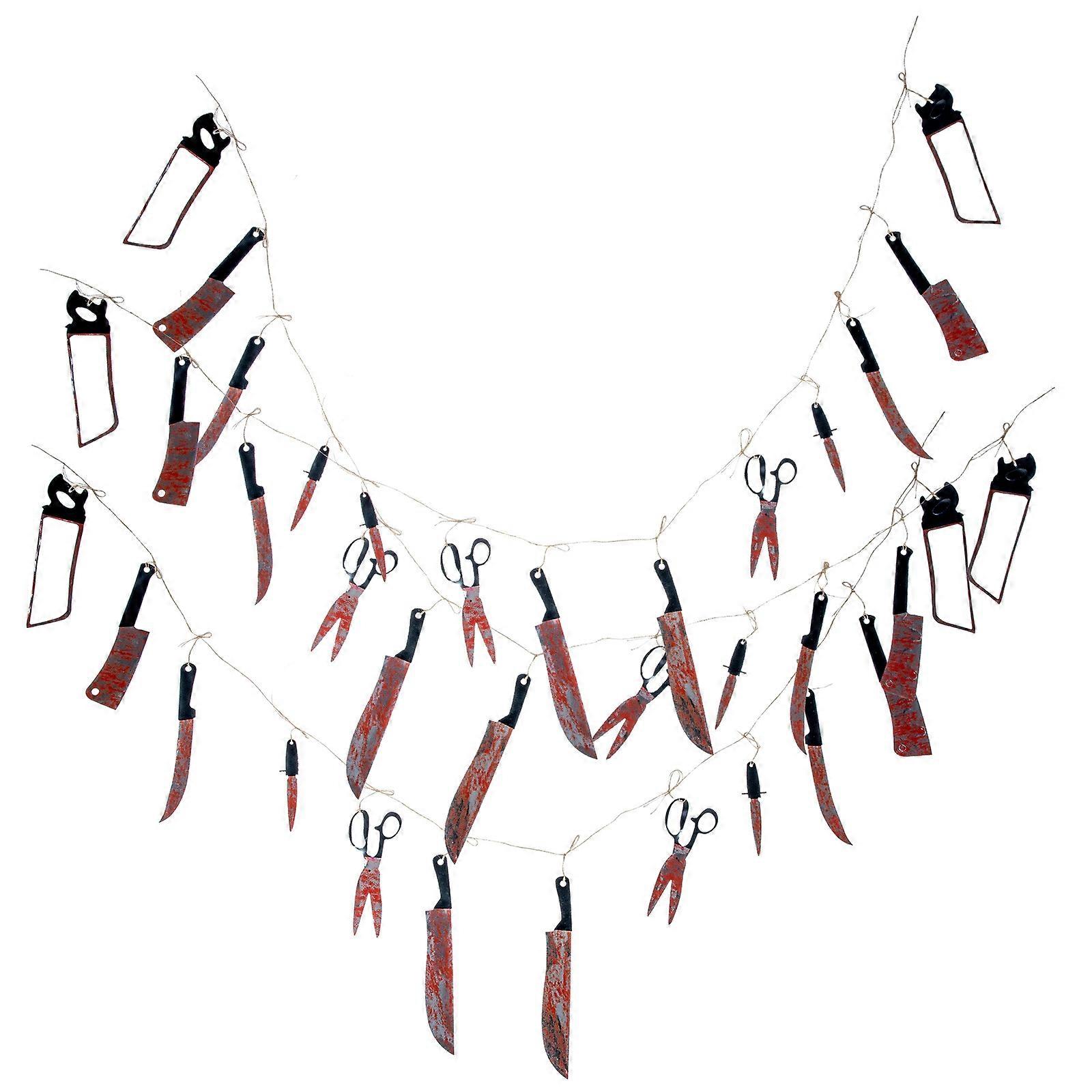 Halloween Hanging Flags Banner 3pcs Reusable Horror Atmosphere Bunting Blood Pattern for Party Indoor Outdoor DecorHaunted House Themed Events