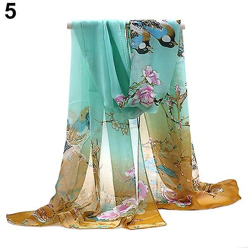 Womens Ladies Vacker Medium Lång Chiffong Stal Scrawl Flower Tryckt Wrap Mjuk Halsduk