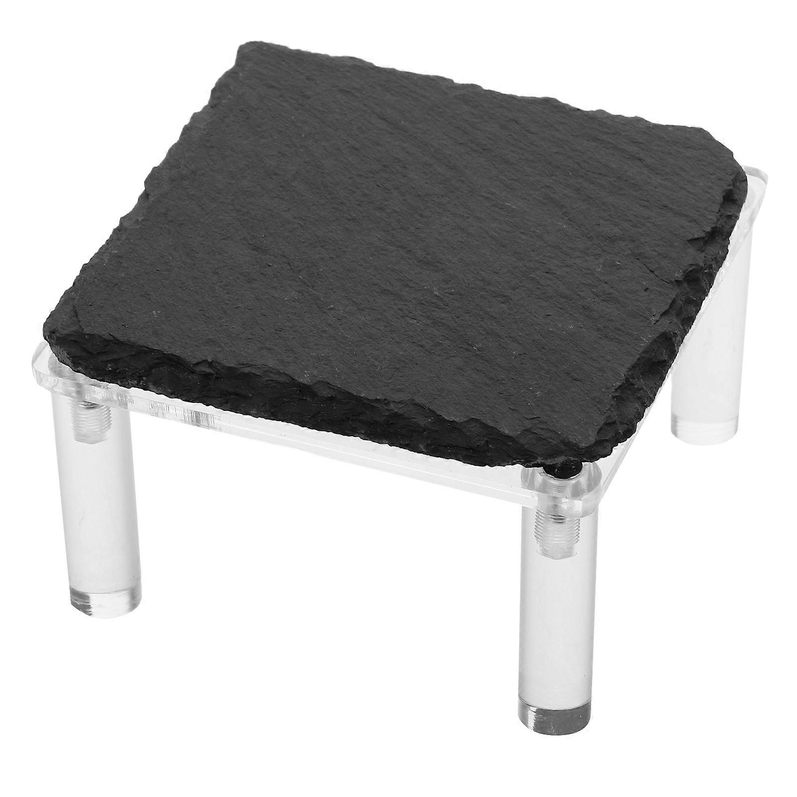 Reptile Climbing Rock Lizard Platform Terrarium Ledge Black Color Acrylic Material 10.00X10.00X6.00CM Basking Platform 1Pack