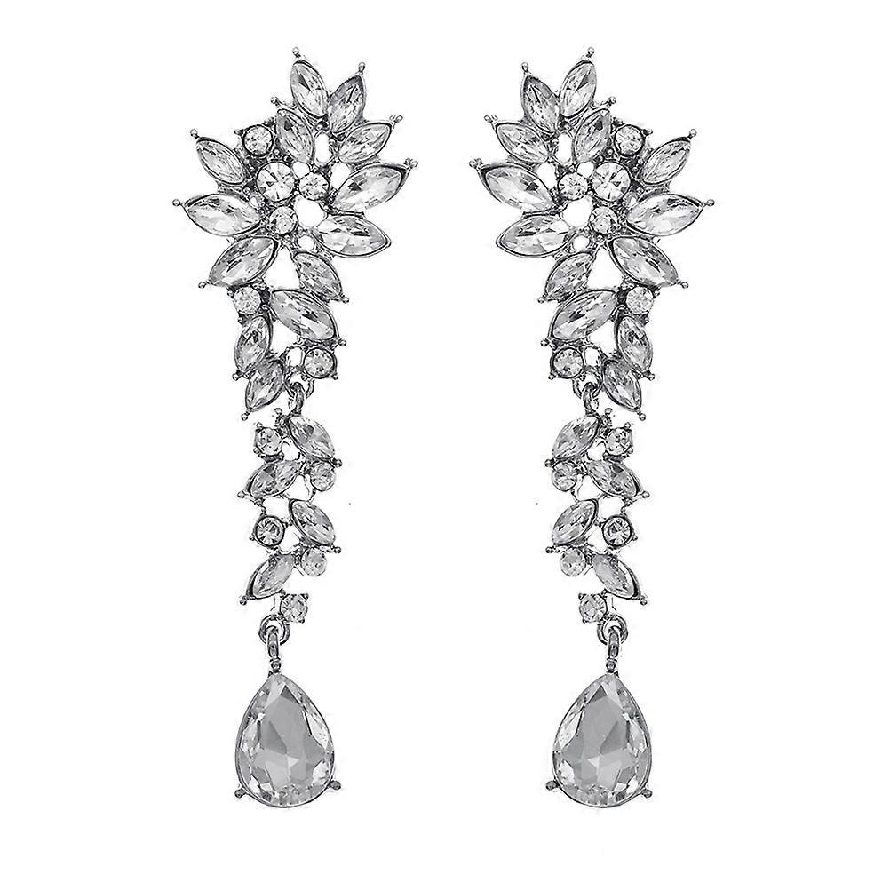 Here's a polished and professional product description based on your input:
**Shiny Rhinestone Dangle Earrings – Luxurious Party Accessory for