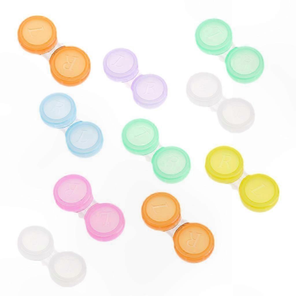 10Pcs contact lens L+R cases Storage Holder Soaking Container Travel Accessaries