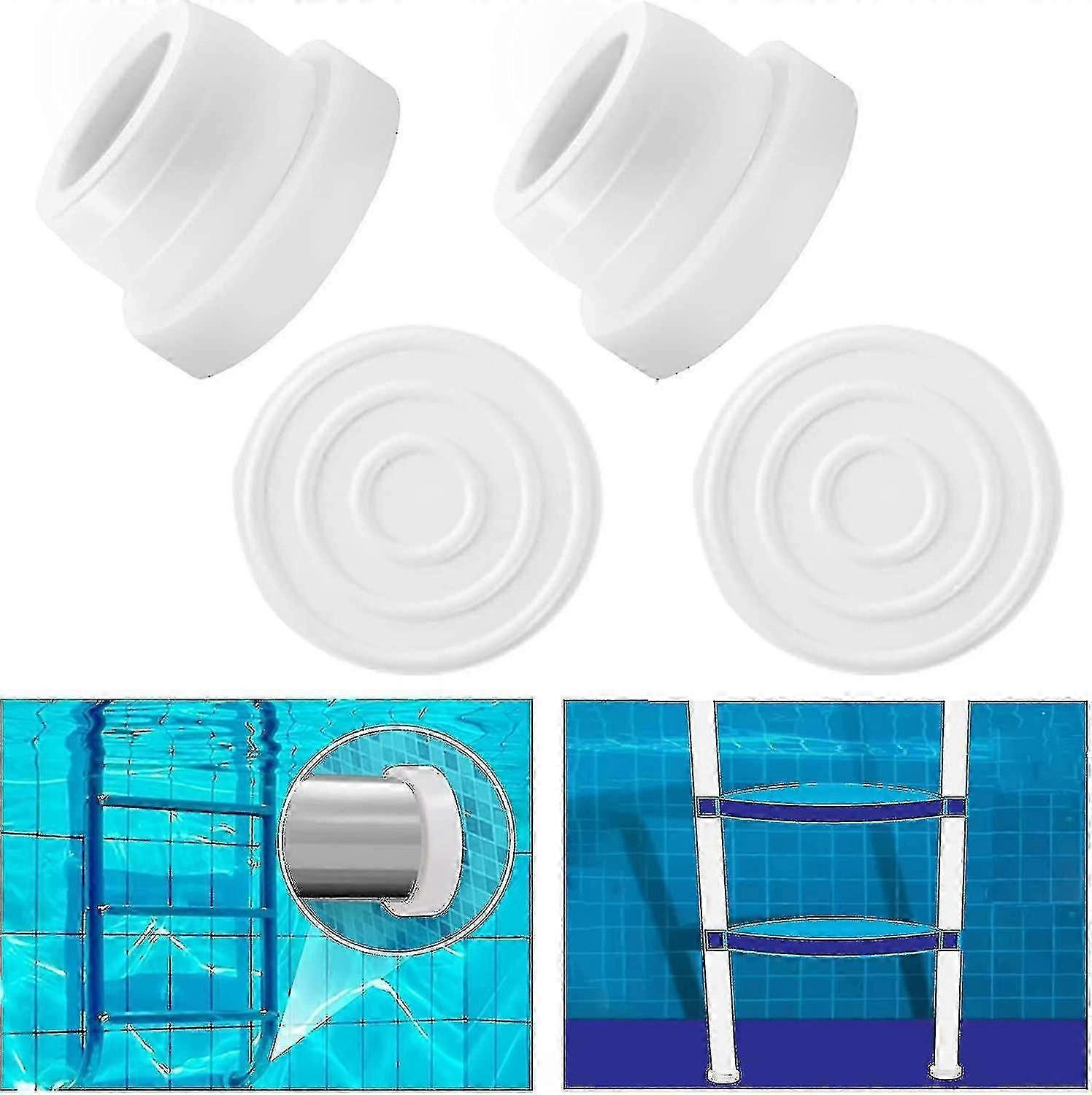 White Rubber Bumpers for 4pcs Inground Pool Ladder with Caps Sizing 1.90 for Swimming Pool Ladder Protection
