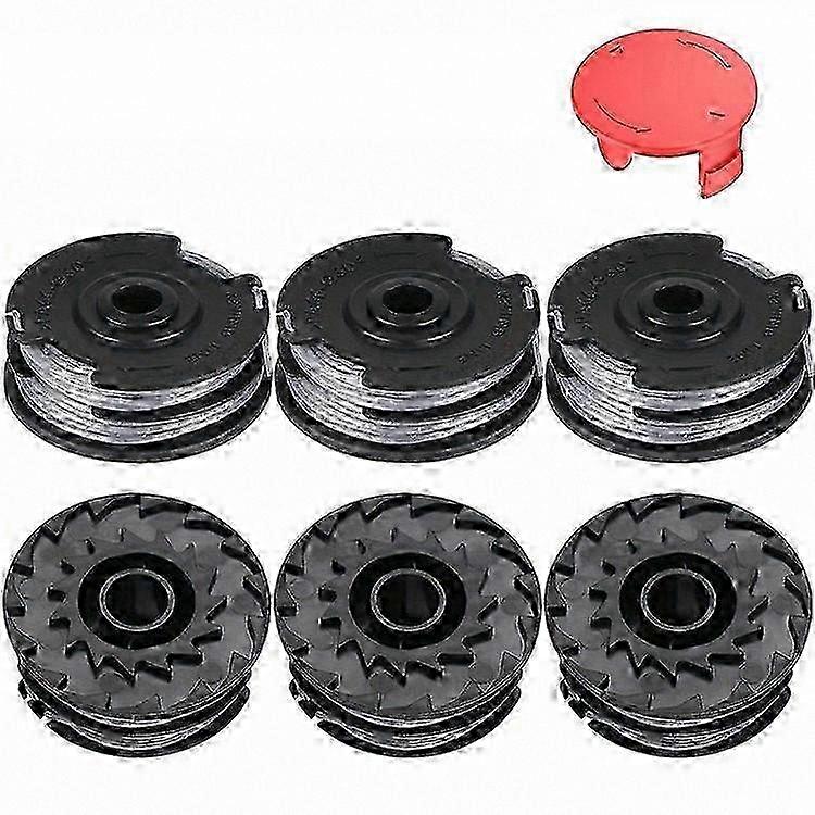 6-Piece Trimmer Spool Set with 9+1 Protective Caps for Lawn Mowers Compatible with Model Numbers 1600A00X61 1600A00DU0 F016L724381