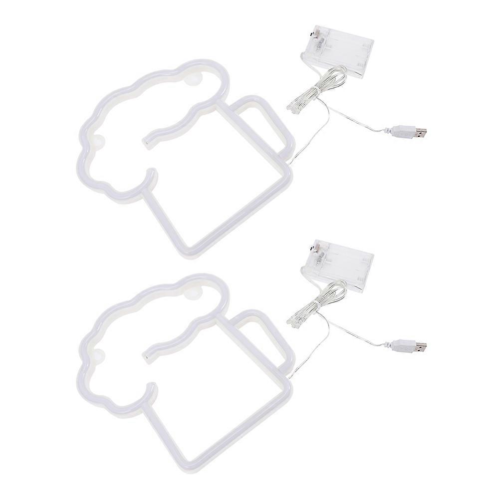 Lampe au néon d’enseignes de bière en plastique blanc pour la décoration de bar à la maison avec un matériau durable et une lumière vive 2pcs