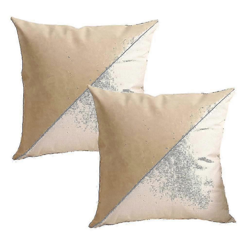 2pcs Pu Stitching Pillow Cover-modern Simple Ins Wind Pillow Cover-home Sofa Car Pillow Cover Style1 45*45cm