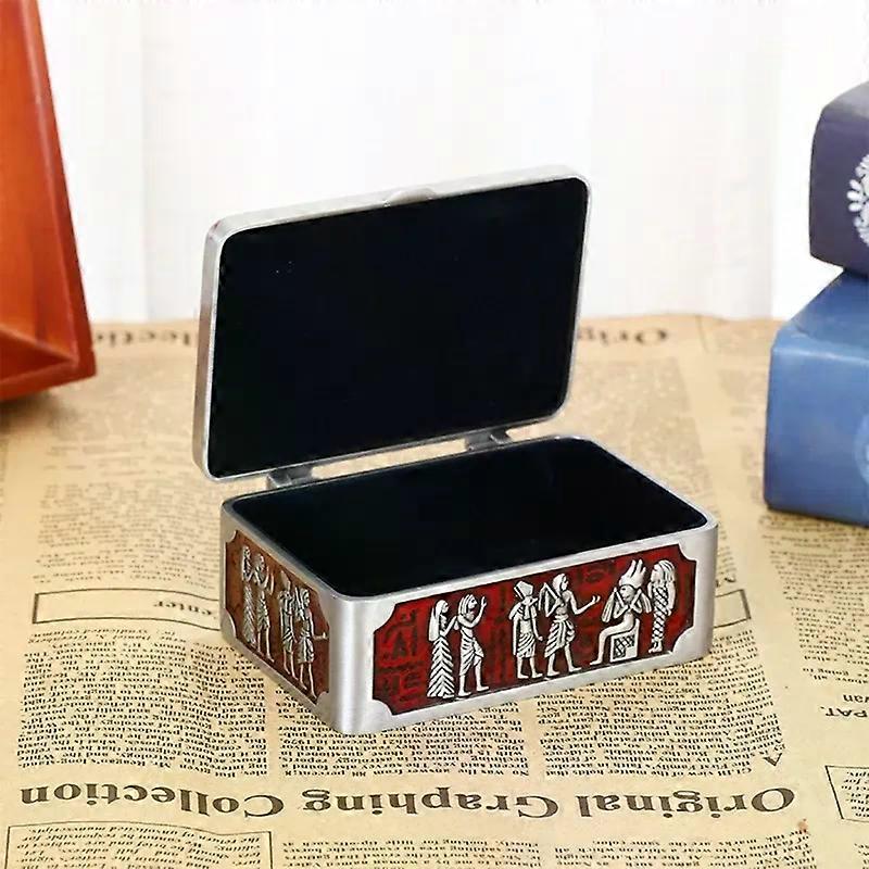 Ancient Egypt Jewelry Box Decor Neckalce Beaded Bracelet Rings Storage Case Organizer Chest Metal Art Home Decoration S27 21