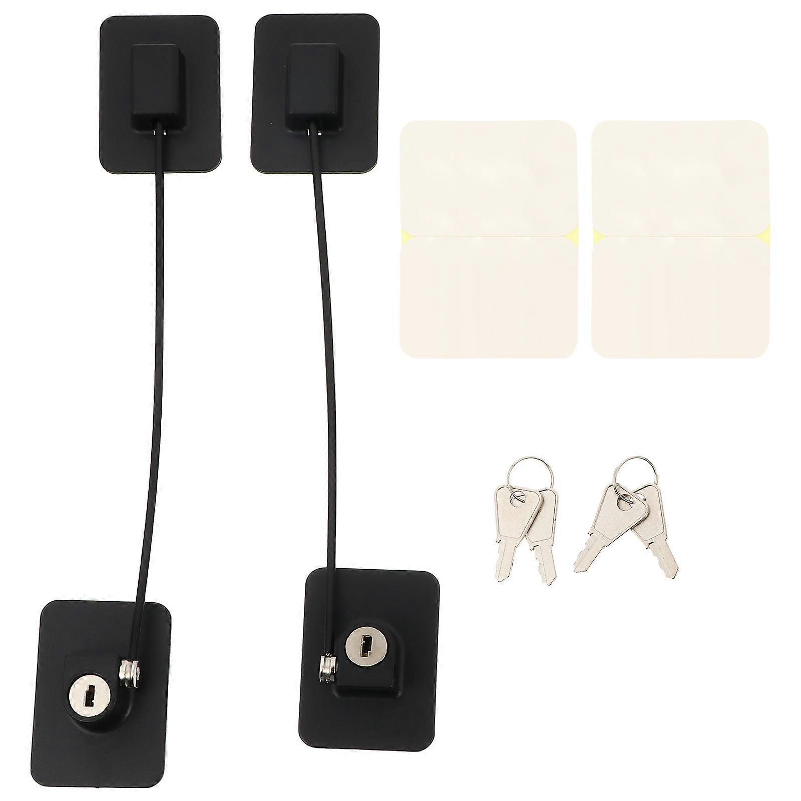 Kids Safety Lock for Home Use Made from ABS and Stainless Steel with Strong Adhesive Tape Black