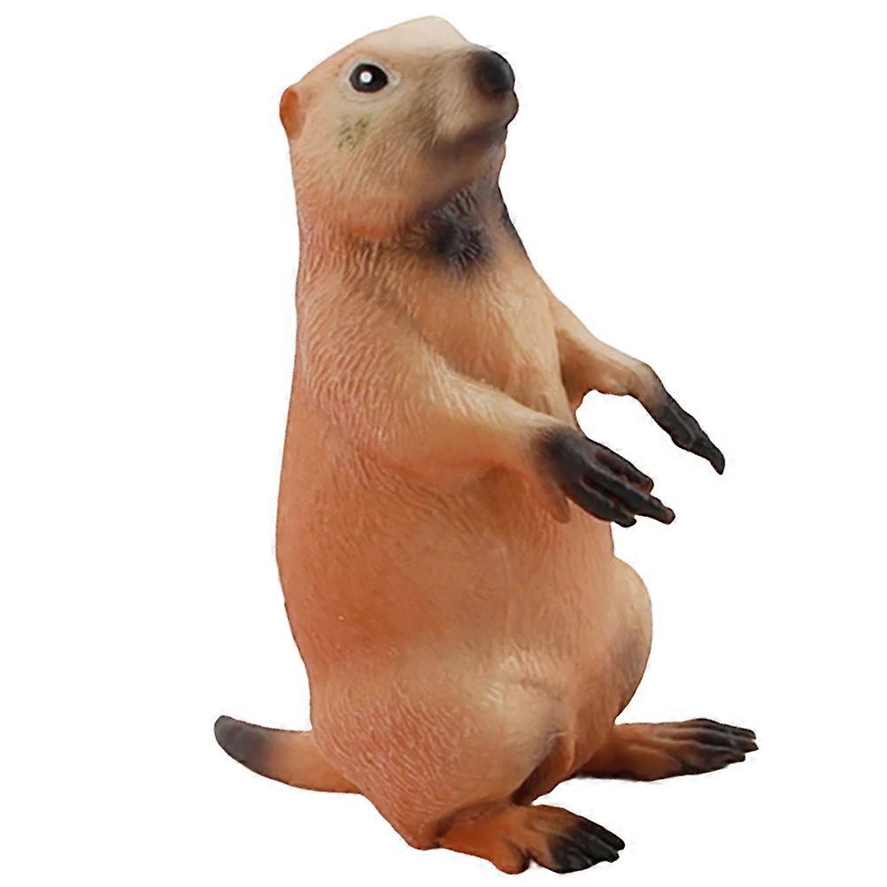 Brown Groundhog Figurine for Decoration Creative Plastic Animal Model Great for Home Office or Garden 3.5 Inches