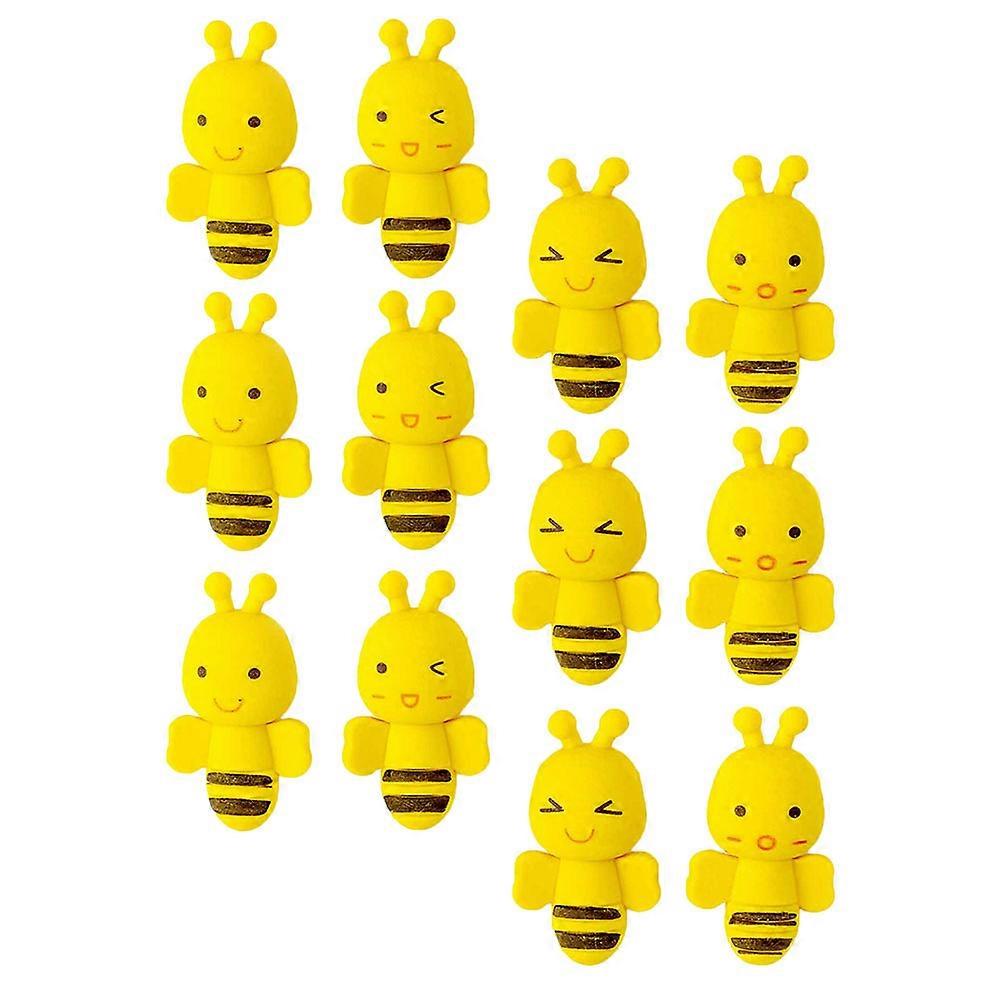 36PCS Mini Bee Erasers and Pencils Set Useful Stationery for Drawing and Writing