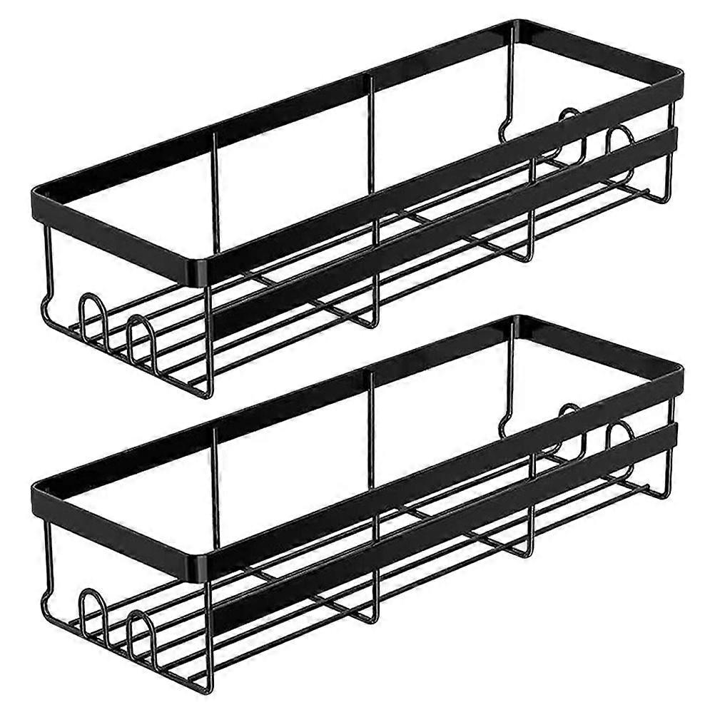 Bath Shampoo Holder Wall Mounted Organizer for Storage 2Pcs Black Iron