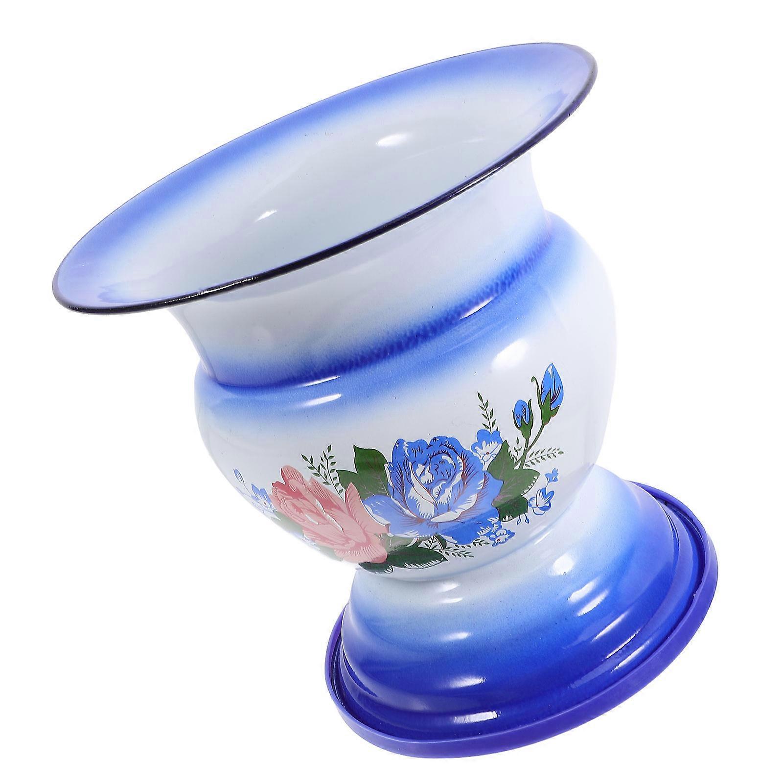 Chinese Style Enamel Spittoon for Home Users for Travel Storage Holder 24.5X23X23CM Easy to Clean 1Pc