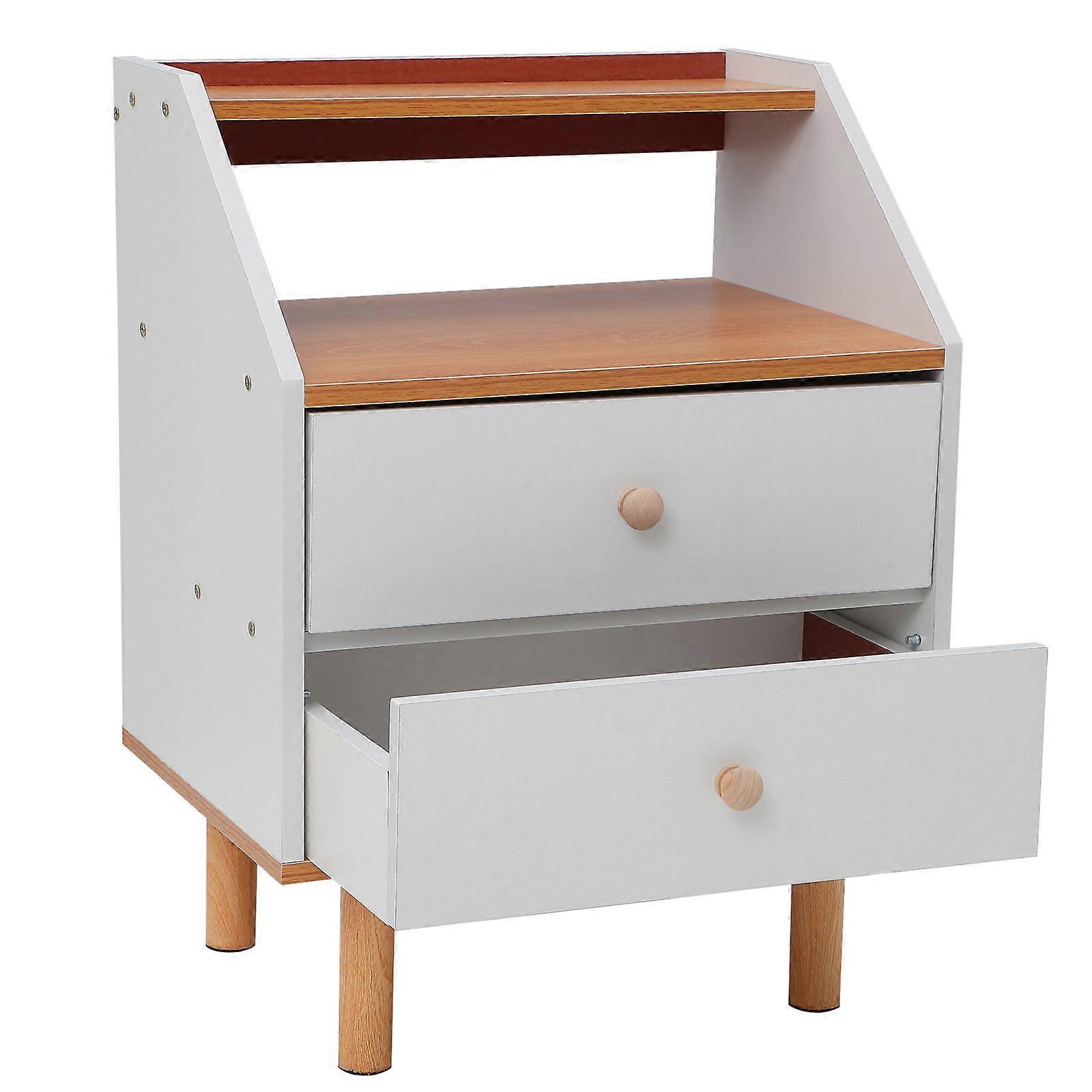 Minimalist Bed Night Stand With Storage For Bedroom And Dorm Organization Crafted From Wood 1 Set