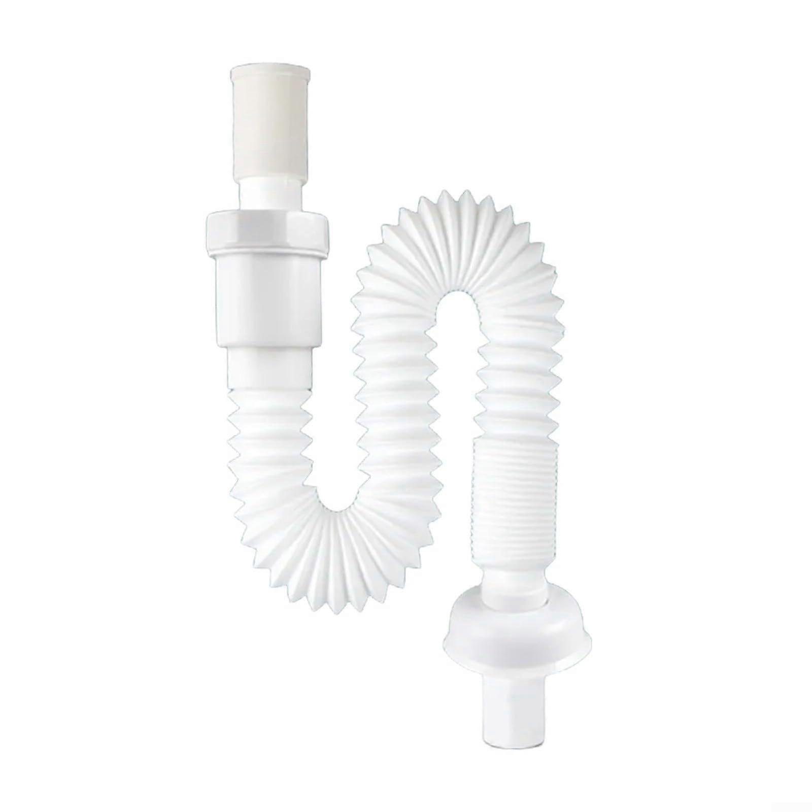 Flexible Drain Pipe Telescopic Undersink Fittings Odor-Proof White Adjustable Length