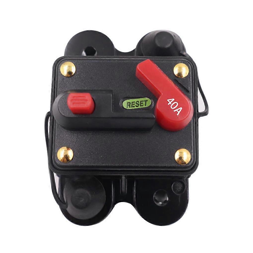 Automotive Speaker Circuit Breaker, Portable Alloy-Plated, Removable, Manual Plastic Housing, 40A, Boat and Truck Fuse Accessory