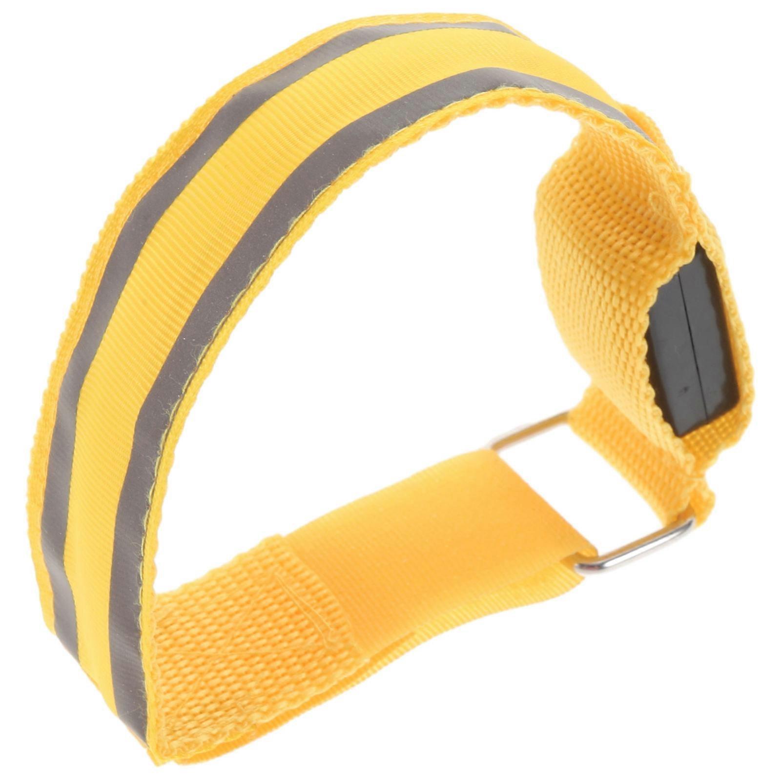 LED Reflective Armband Luminous Band for Running Supplies Yellow Nylon for Signal Light 2Pcs