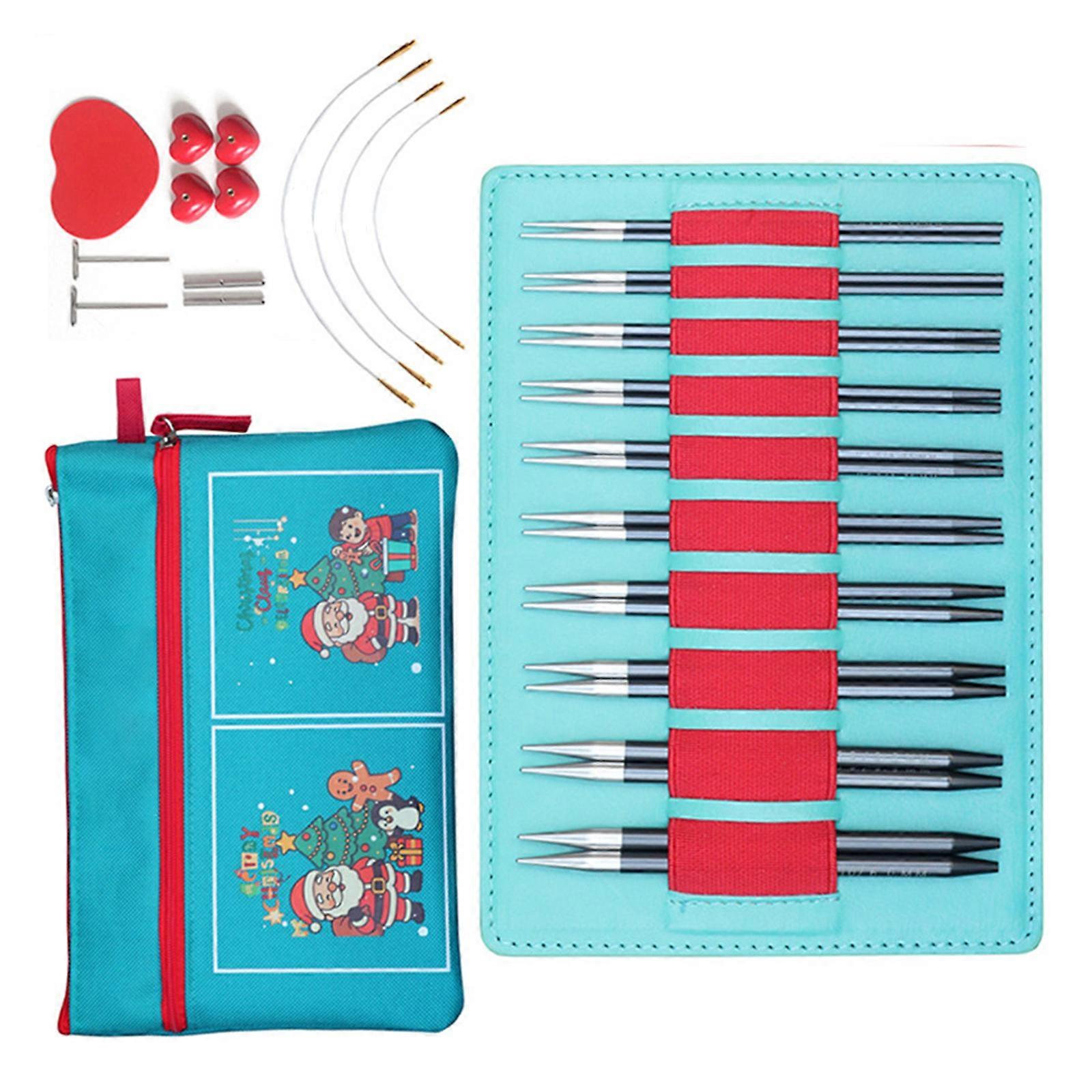 10Pcs Ergonomic Circular Knitting Needle Aluminum Steel Detachable Designs Two Color Coding Thread Glides Multicolor