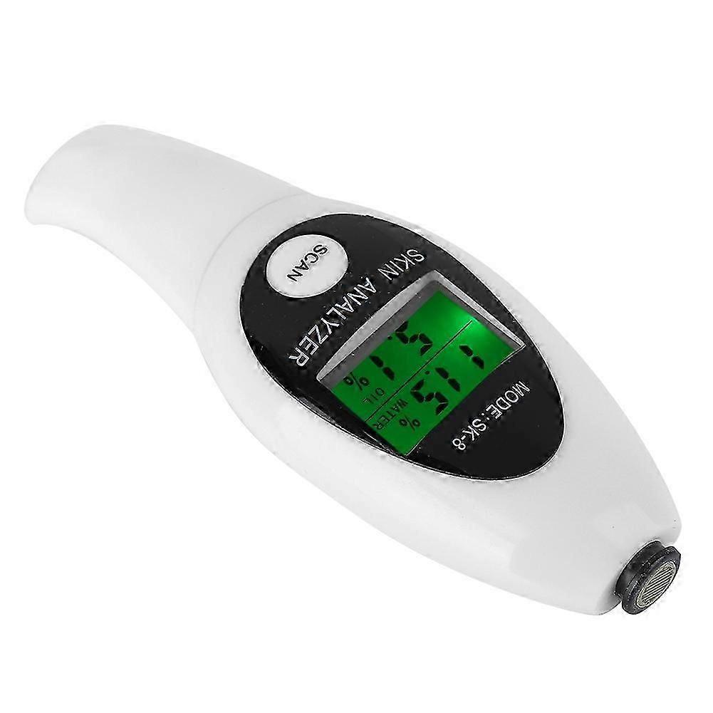 Digital LCD Display Precision Skin Sensor Tester Facial Moisture Water Oil Analyzer (White)