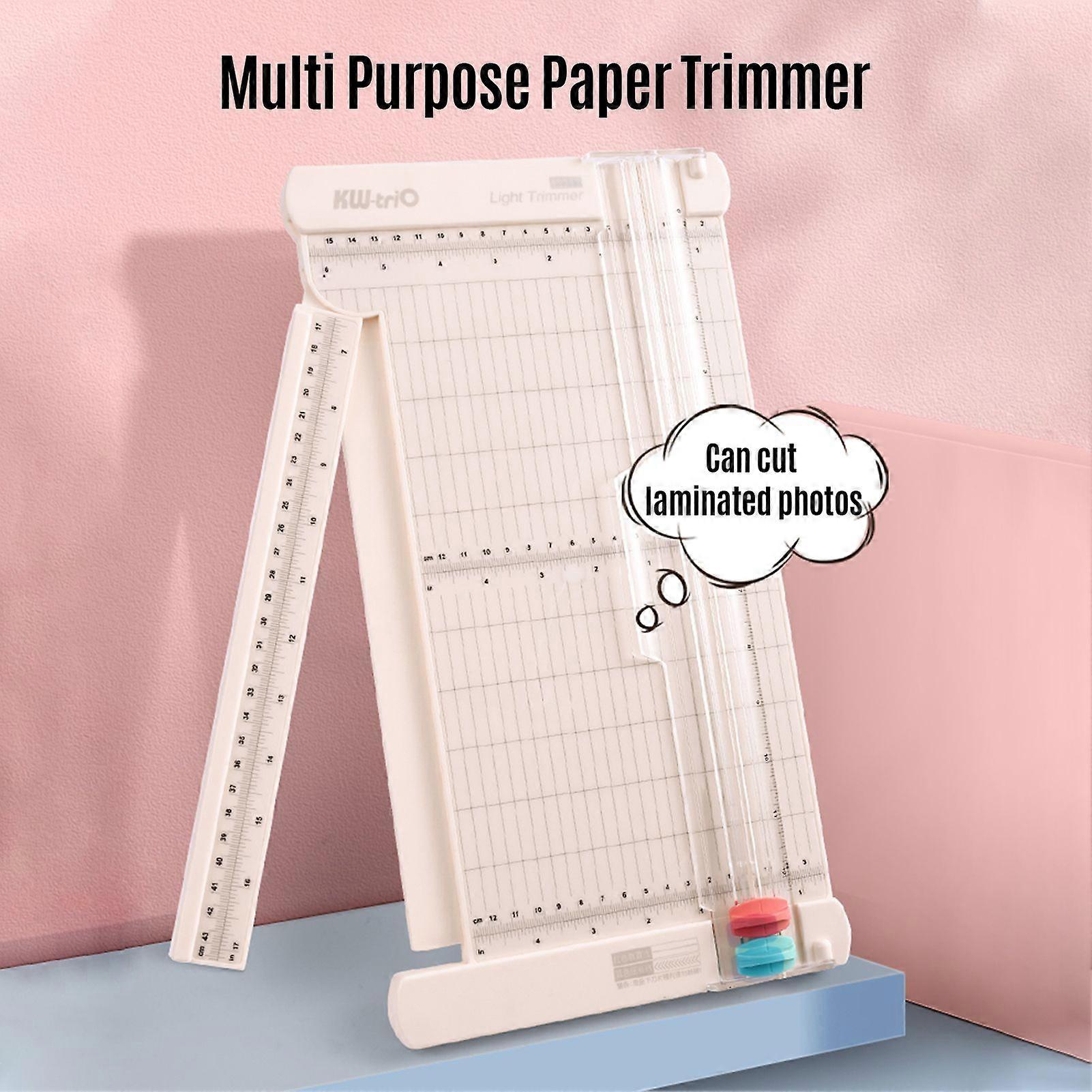 KW-trio Portable Paper Cutter 12.6 Inch Cutting Length Desktop Craft Paper Trimmer with Straight Edge Fold Line Cutter Head Side Ruler for Paper Photo