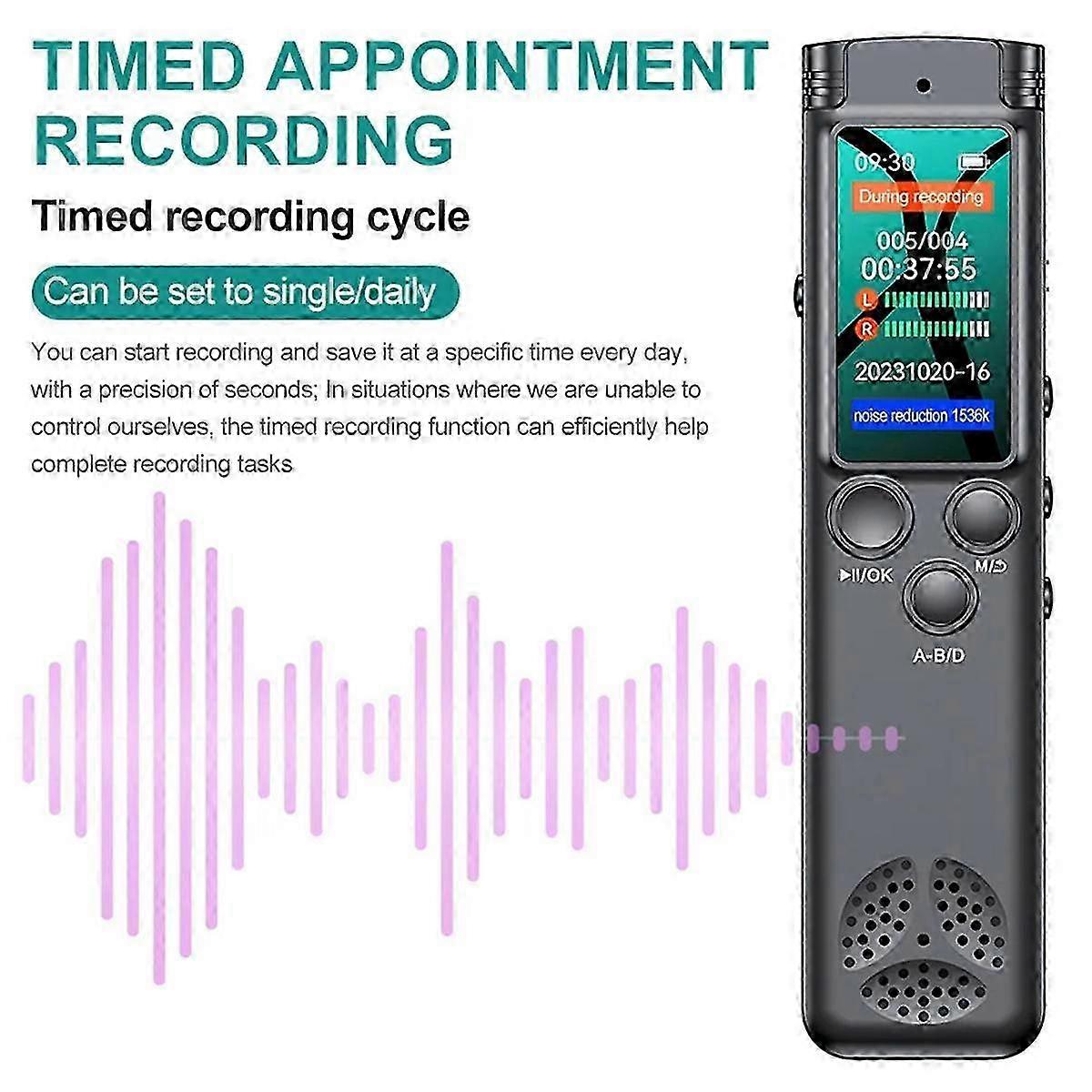 Digital Voice Recorder Dictaphone Audio MP3 Player Sound Recording Device Noise Reduction WAV Record Pen, 8GB