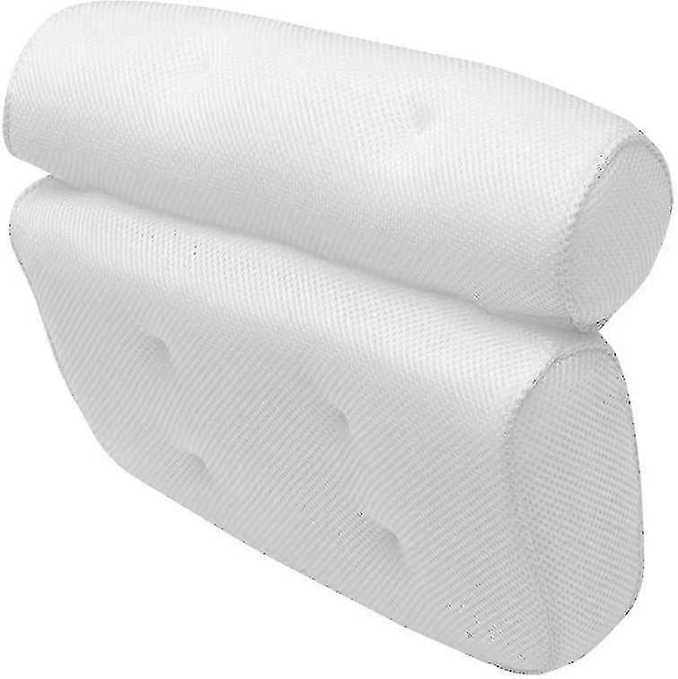 Bath Pillow Spa Bath Pillow With 6 Suction Cups, Helps Support Head, Back, Cushion Fits All Spas, Jacuzzi, White