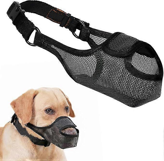Dog Muzzle, Mesh Muzzle for Large Medium Small Dogs Allows Full Pant Drinking Mouth Cover to Prevent Biting Chewing Scavenging Adjustable Breathable