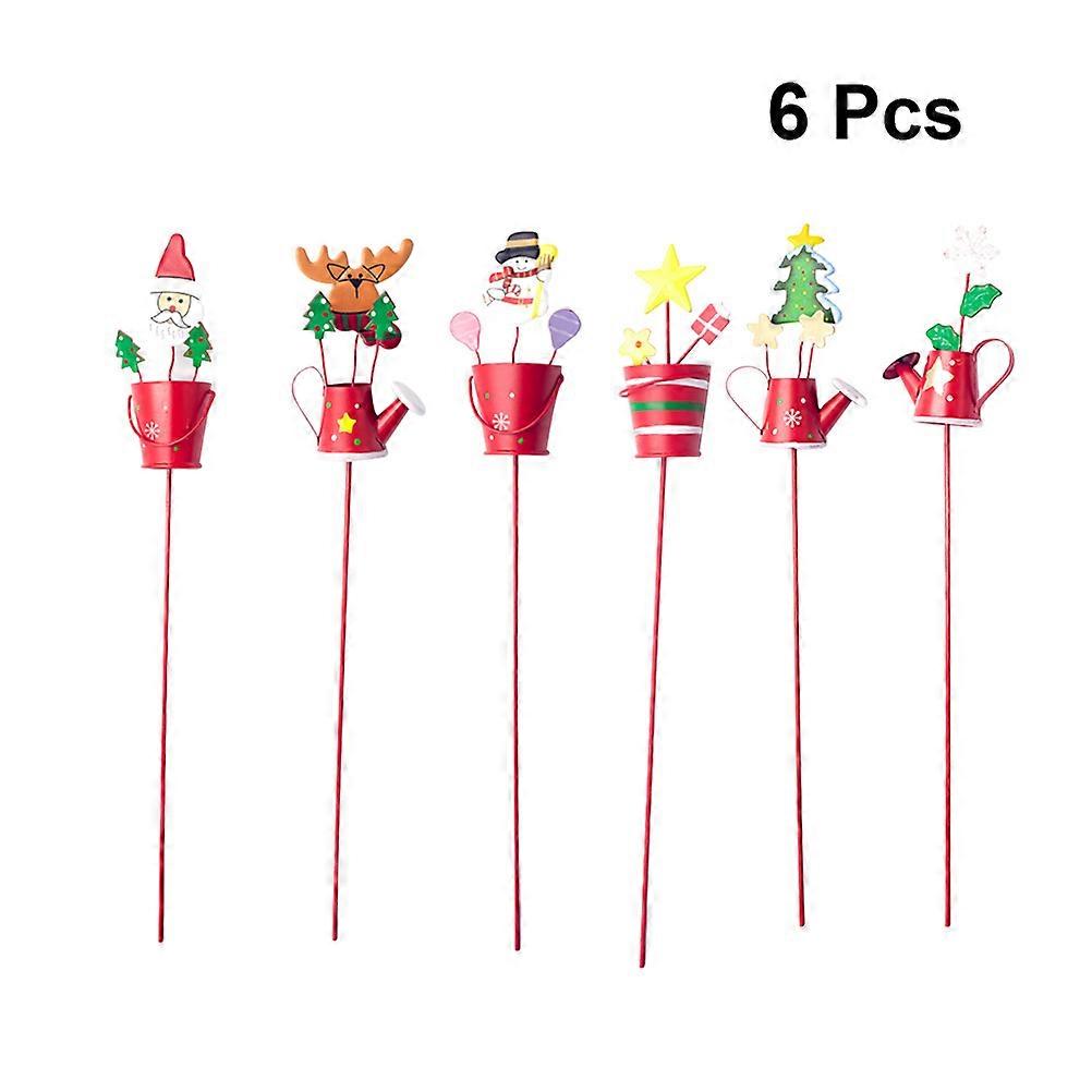 Bucket Shape Iron Kettle Twig Painting Cuttings Christmas Tree Stick Bar Decoration Assorted Color Approx 29 x 6 x 6cm Practical 6Pcs