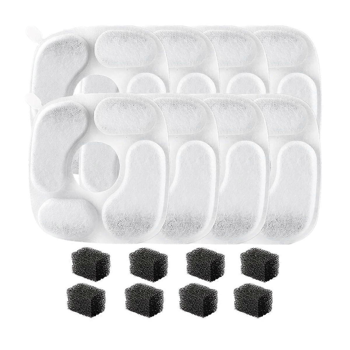 Katt Vannfontene Filter Forfilter Svamper For 95 oz / 2,8L Kjæledyr Fontene Automatisk Kjæledyr Vannfontene Filtre 8 stk + 8 stk